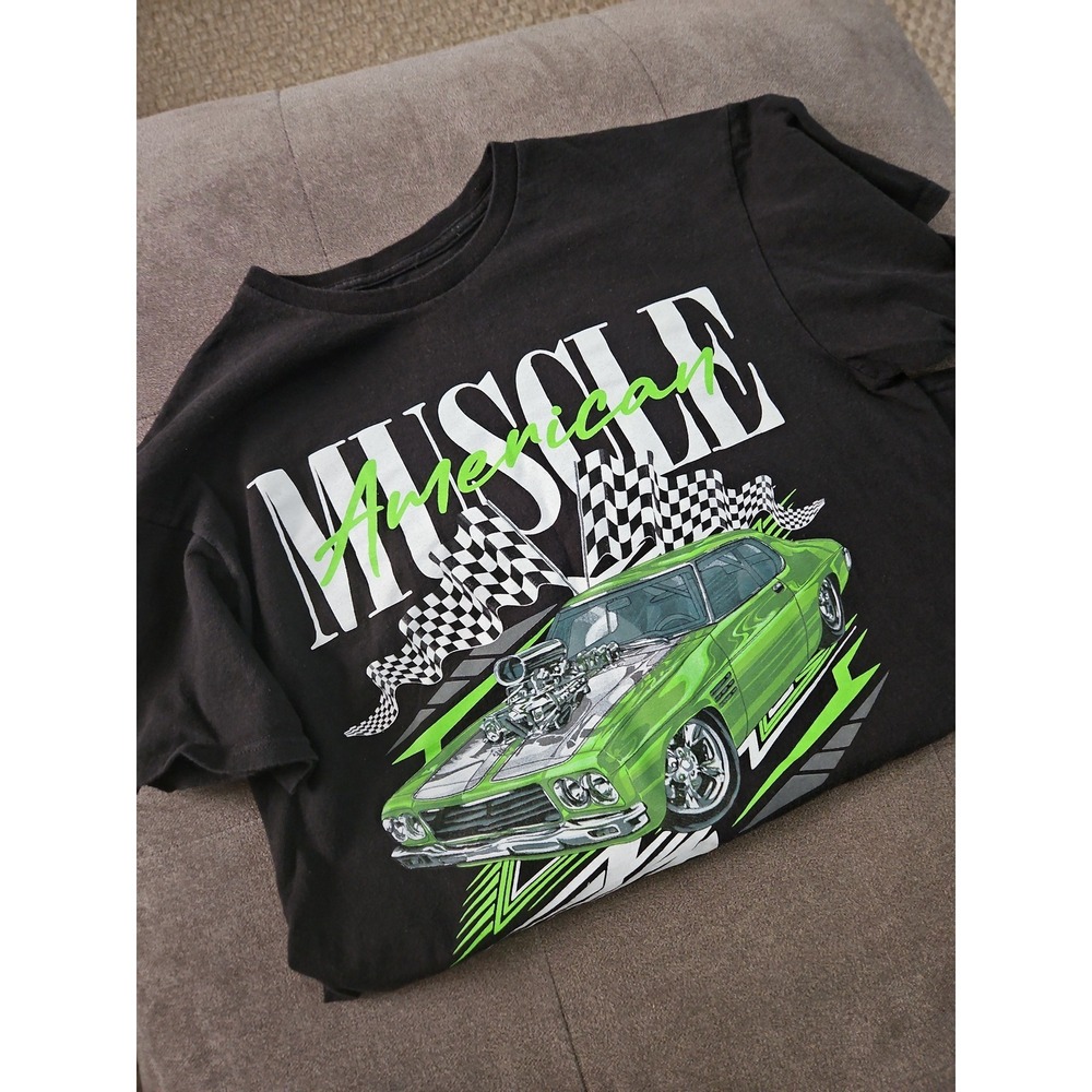 Samegang American Muscle Car Graphic Tee Medium Black Neon Green St. Louis MO